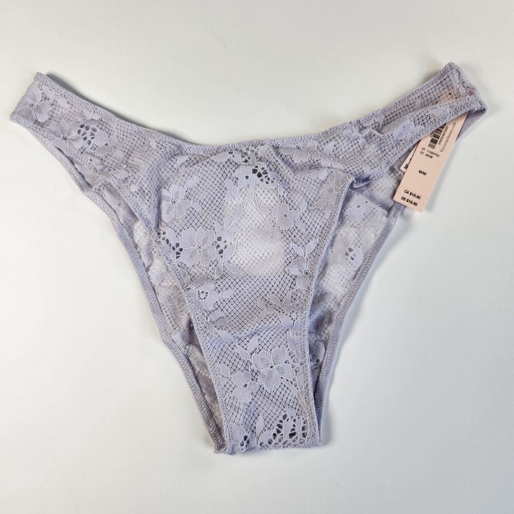 Victoria's Secret Lavender Purple Open Back Lace Brazilian Panty - Medium